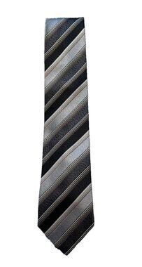 Tom English Pure Silk Men's Tie Black/Grey/Beige Stripe